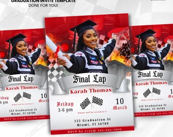 2026 Grad Invitation, Last Lap, Race Car Theme, Final Lap, DIY Graduation