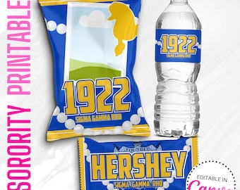 Sigma Gamma Rho Party Favors, Chip Bag, Water Label, Candy Wrapper (Canva Templates)