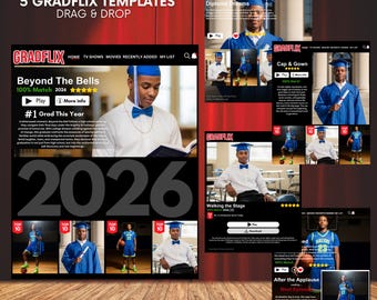 2026 Gradflix Poster, Editable Template, Flyer, Canva File, Instant Digital Download, Drag & Drop