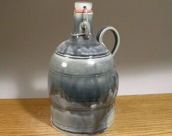 Ceramic Beer Growler , Handmade Growler, Stoneware Pottery Growler , Flip Top 64 ounce Beer Growler