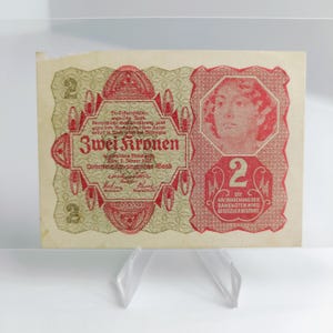 1922 Österreich 2 Kronen Geldschein | Seltene österreichisch-ungarische Währung | Historisches Papiergeld | Sammlerstück Österreichische Banknote | Art. Nr. 163