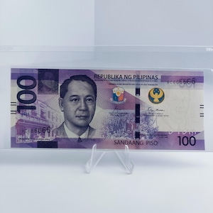 AC666666 2023 Solid Seriennummer 100 Pesos Philippinen Marcos - Medalla Neue Generation Währung Fancy Collectibles BSP Violet Mayon Vulcano Unc