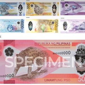 Free Digital Download Philippines 2024 Set Polymer New Banknotes 1000, 500, 100, 50 Specimen High Definition Copy for Study Purposes Jpeg