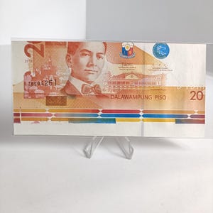 Filippinerna 2019 20, Felskuren sedel från oskuret ark, konstgjort fel, Duterte-Diokno, serienummer ZB594261