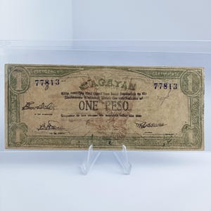 1 Peso 77813 Serial Philippines Cagayan Guerrilla Emergency Currency Genuine Money Vintage Collectible Commonwealth Piso Authentic 1940s