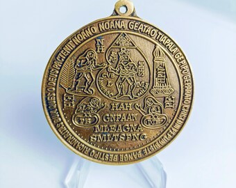 Infinito Deus w Oracion Engraved Medallion, Anting-anting Amulet from the Philippines, For Protection and Good Health, Lucky Charm, Religion