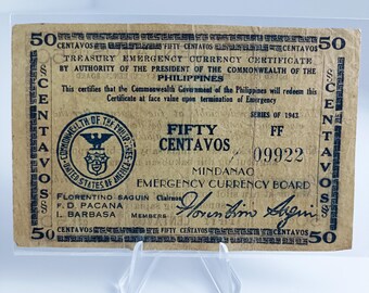 1943 Philippines 50 Centavos: Mindanao Guerrilla Emergency Currency