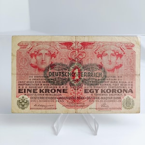 1919 Österreich-Ungarn 1 Krone Geldschein | Mehrsprachige Historische Währung | Österreichisch-Ungarn Reiches Papiergeld | Seriennummer 227520
