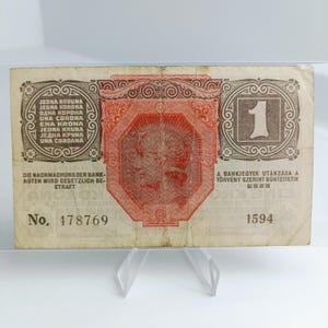 1919 Österreich-Ungarn 1 Krone Geldschein | Mehrsprachige Historische Währung | Österreichisch-Ungarn Reiches Papiergeld | Seriennummer 478769