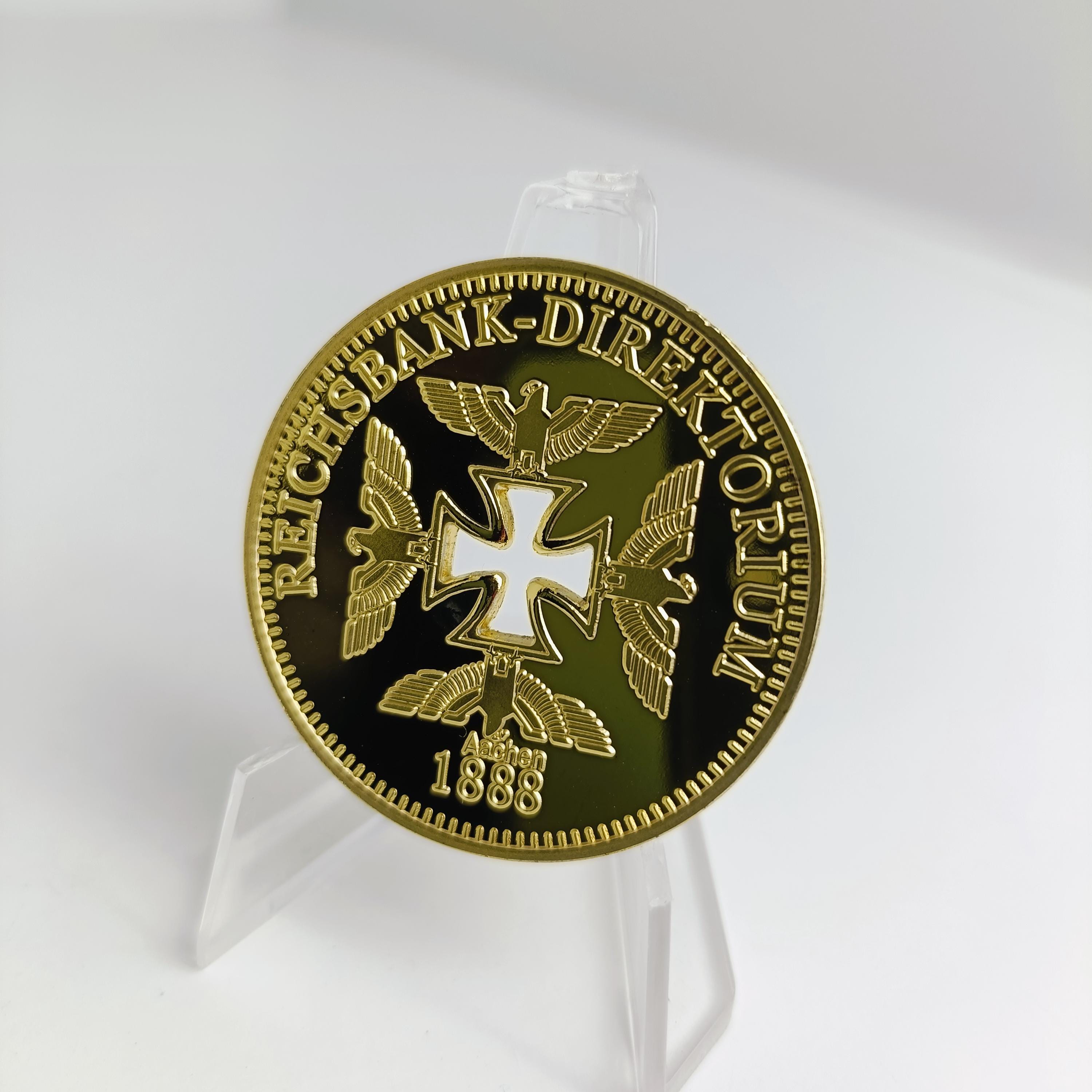Reichsbank Aachen 1888 Replica Coin: German Eagle, Unity Justice