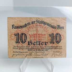 1920 Austria Vienna 10 Heller Notgeld: Valuta di emergenza del dopoguerra