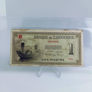 Banque De L&#39;Indochine 1 Une Piastre, American Bank Note Company, Giay Mot Dong Vang, Vintage Money Collection, Serial 501, Htf Currency