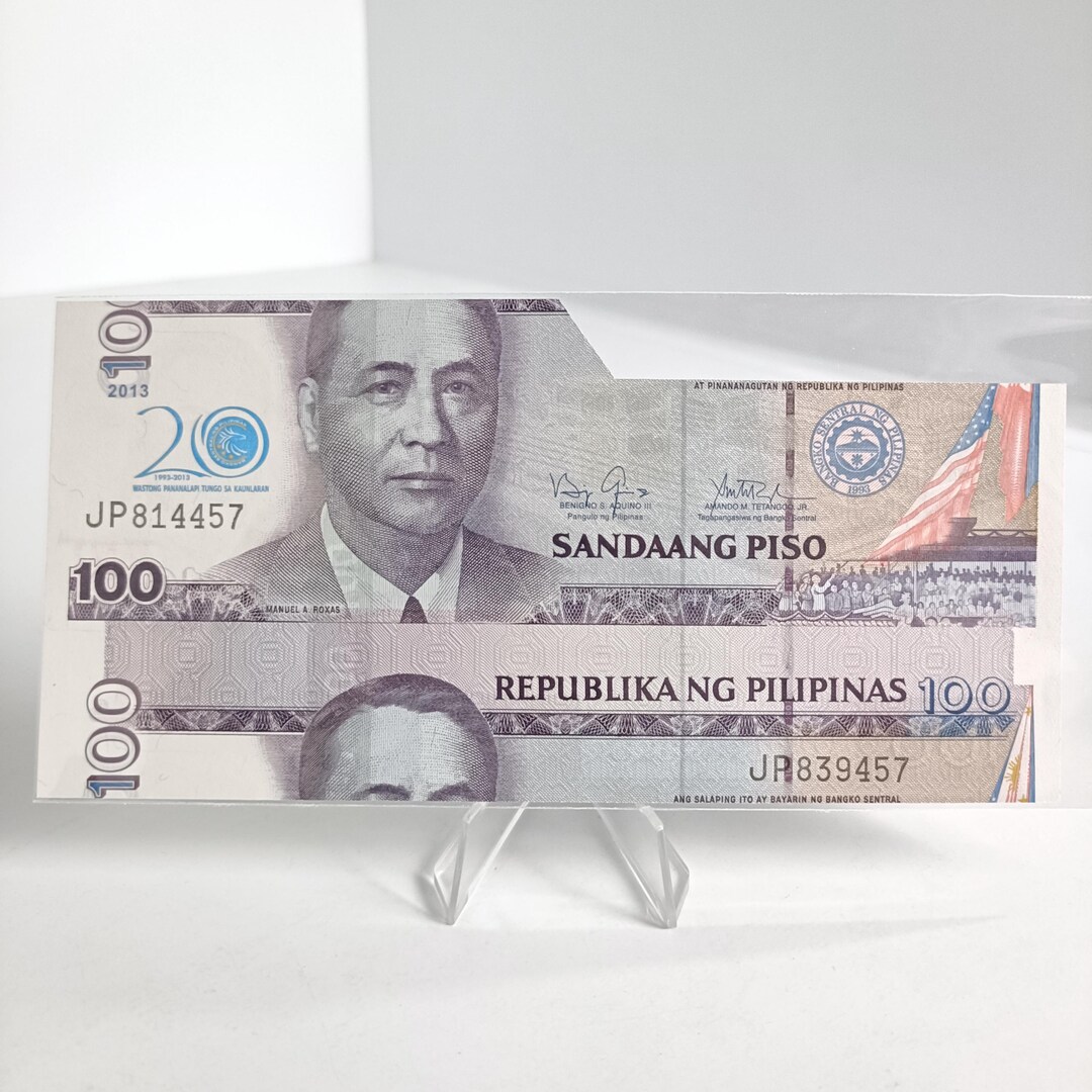 Philippines 100 Piso Miscut Banknote From Uncut Presentation Sheet ...