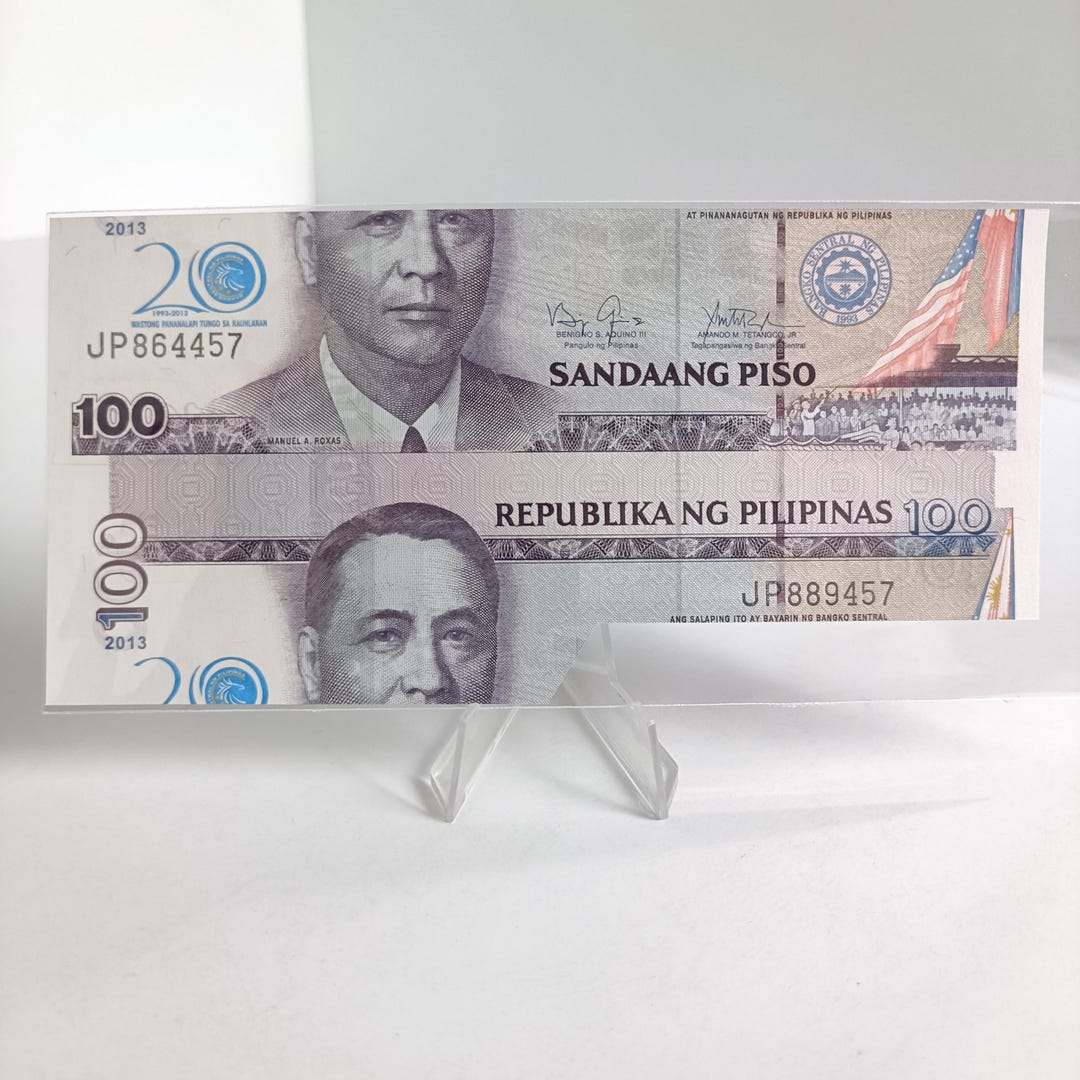 Philippines 100 Piso Miscut Banknote From Uncut Presentation Sheet ...