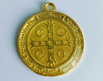 Saint Benedict Medal: Gold Exorcism Protection Amulet