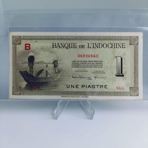 Banque De L'Indochine 1 Une Piastre, American Bank Note Company, Giay Mot Dong Vang, Vintage Money Collection, Serial 560, Htf Currency