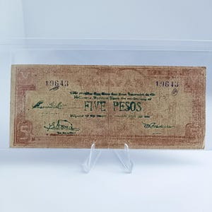1940er Jahre 5 Pesos 19643 Seriell Philippinen Cagayan Guerilla Notgeld Währung Echtgeld Vintage Sammlerstück Commonwealth Piso Authentisch