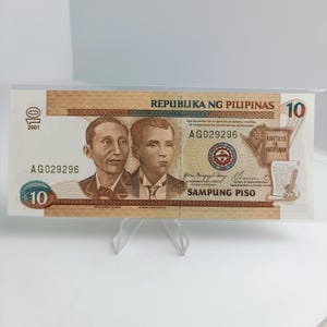 Philippinen 10 2001, Arroyo - Buenaventura, Neue Design Serie, Doppelkopf Wasserzeichen, Stempelglanz, Echte Numismatische Banknote, Geld 296
