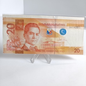 Filippinerna 2019 20, Felskuren sedel från oskuret ark, konstgjort fel, Duterte-Diokno, serienummer ZB014261