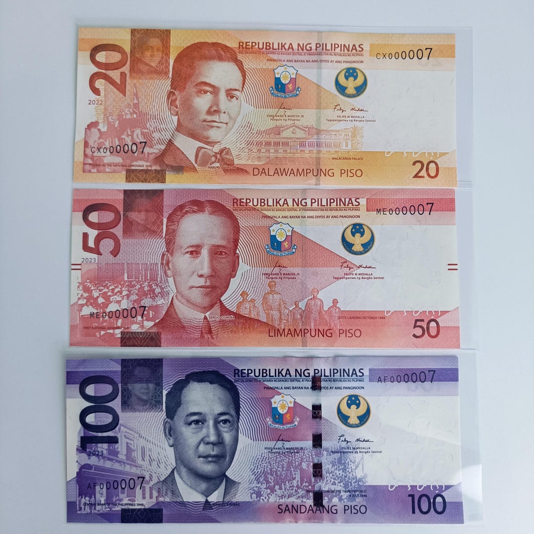 Philippines Currency Set: 2022-2023 Marcos BBM 20/50/100 Piso, Low Serial  #7 - Etsy