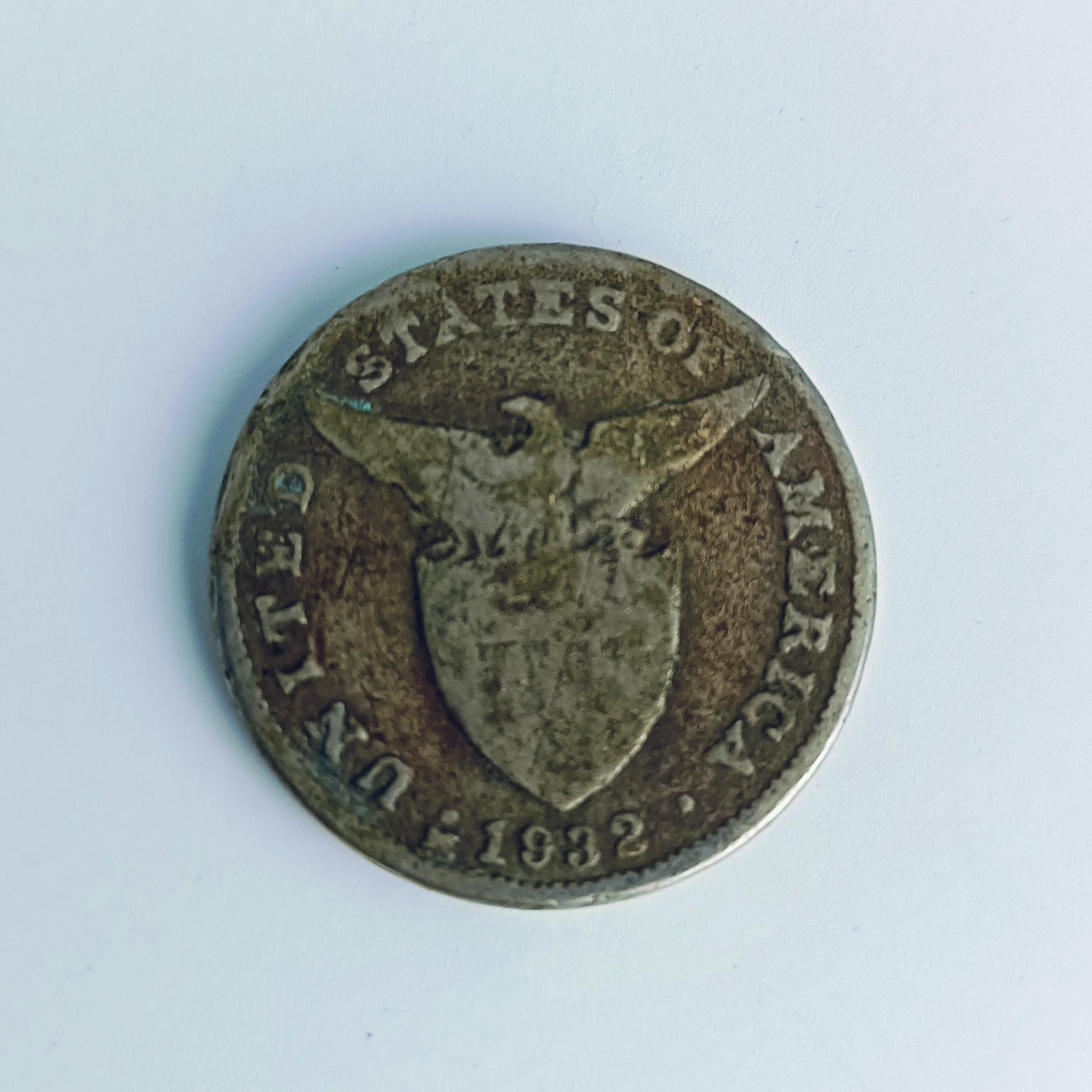 1932年フィリピン5センタボ銀貨：米国フィリピンのヴィンテージ銀貨 