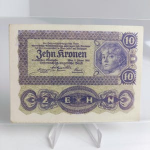 1922 Österreich 10 Kronen Geldschein | Oesterreichisch-Ungarische Bank | Erste Republik Währung | Historisches Banknoten | Seriennummer 322784