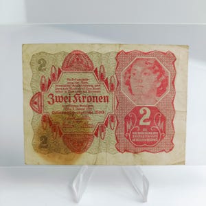 1922 Österreich 2 Kronen Geldschein | Seltene österreichisch-ungarische Währung | Historisches Papiergeld | Sammlerstück Österreichische Banknote | Art. Nr. 146