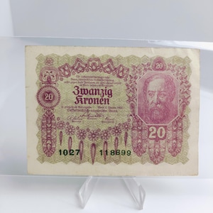 Fancy Nr. 118899 1922 Österreich 20 Kronen Geldschein | Österreichisch-Ungarische Banknote | Erste Republik Ära Währung | Vintage Papiergeld Sammlerstück