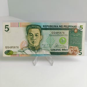 Philippinen 5 1987 Aquino - Fernandez, Zweite Ausgabe, Numismatik, Banknotensammlung New Design Series, Altes Geld, GQ485876, Papiergeld
