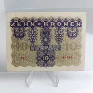 1922 Österreich 10 Kronen Geldschein | Oesterreichisch-Ungarische Bank | Erste Republik Währung | Historisches Banknoten | Seriennummer 163236