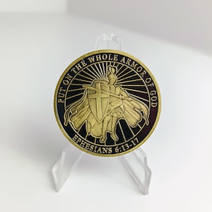 Put on the Whole Armor of God Ephesians 6:13-17 Helmet of Salvation Shield Commemorative Coin Collectibles Numismatics High Engraved G-D