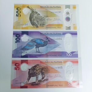 Lot 3 Stück Neue Ausgabe Philippinen Polymer Banknotensatz, 2024-2025, 500 100 50 Marcos BBM - Remolona, erste Ausgabe Geldsammlung unz, #191