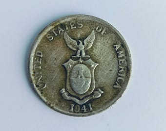 1941 USPI 20 Centavos: Vintage Philippines Silver Coin
