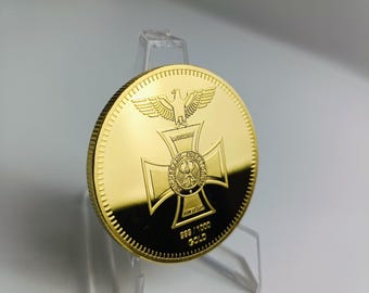 Pièce Commémorative Croix Ancienne Reichsbank – 40 Mm X 3 Mm – Plaqué Or – Collection Pièce De Monnaie