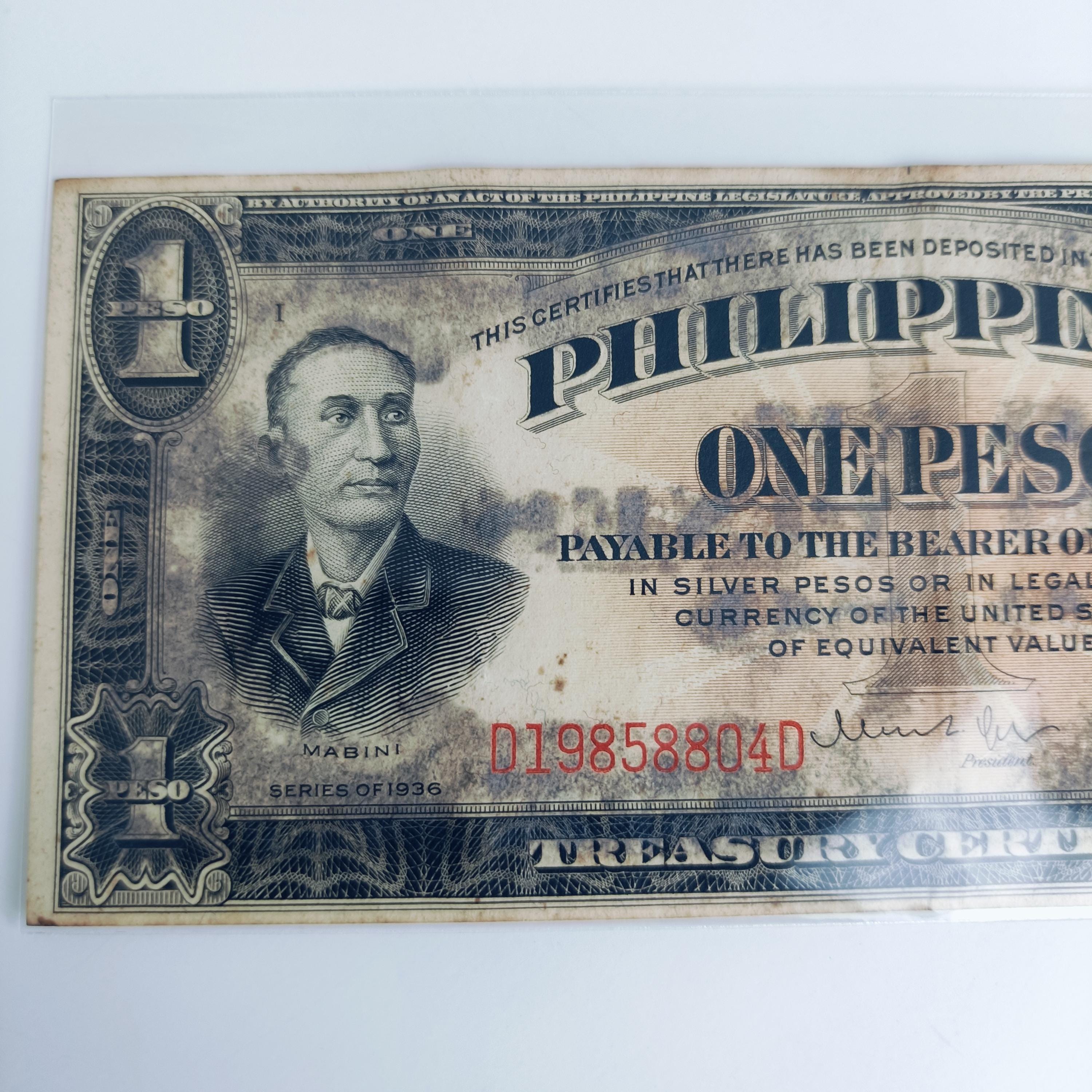 1937 Philippine Islands One Peso Treasury Certificate - Etsy