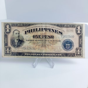 1 1949 Philippine Victory Series - Probereitliche Probleme P-117a dicker Central Bank Aufdruck, Osmeña - Hernandez, Vintage Geldsammlung