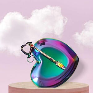 Rainbow Bag Clip + Heart Tray Bundle • Mini Shovel Pendant with Skulls