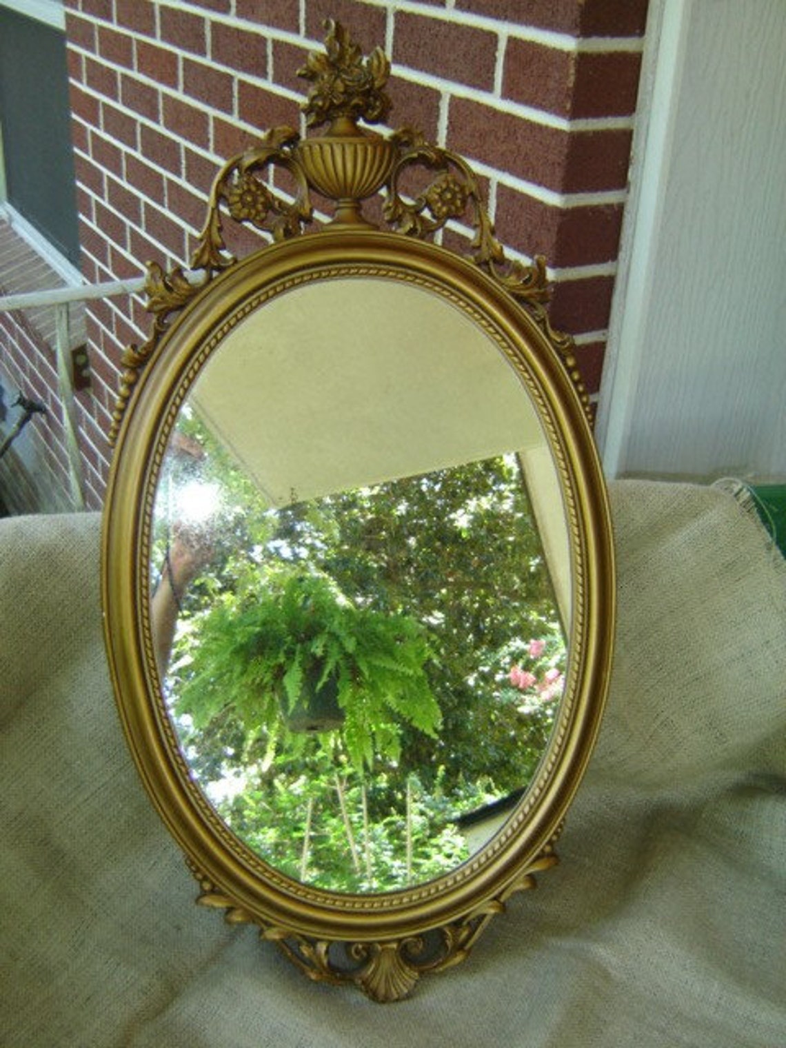 Vintage Large Ornate Syroco Oval Mirror Etsy