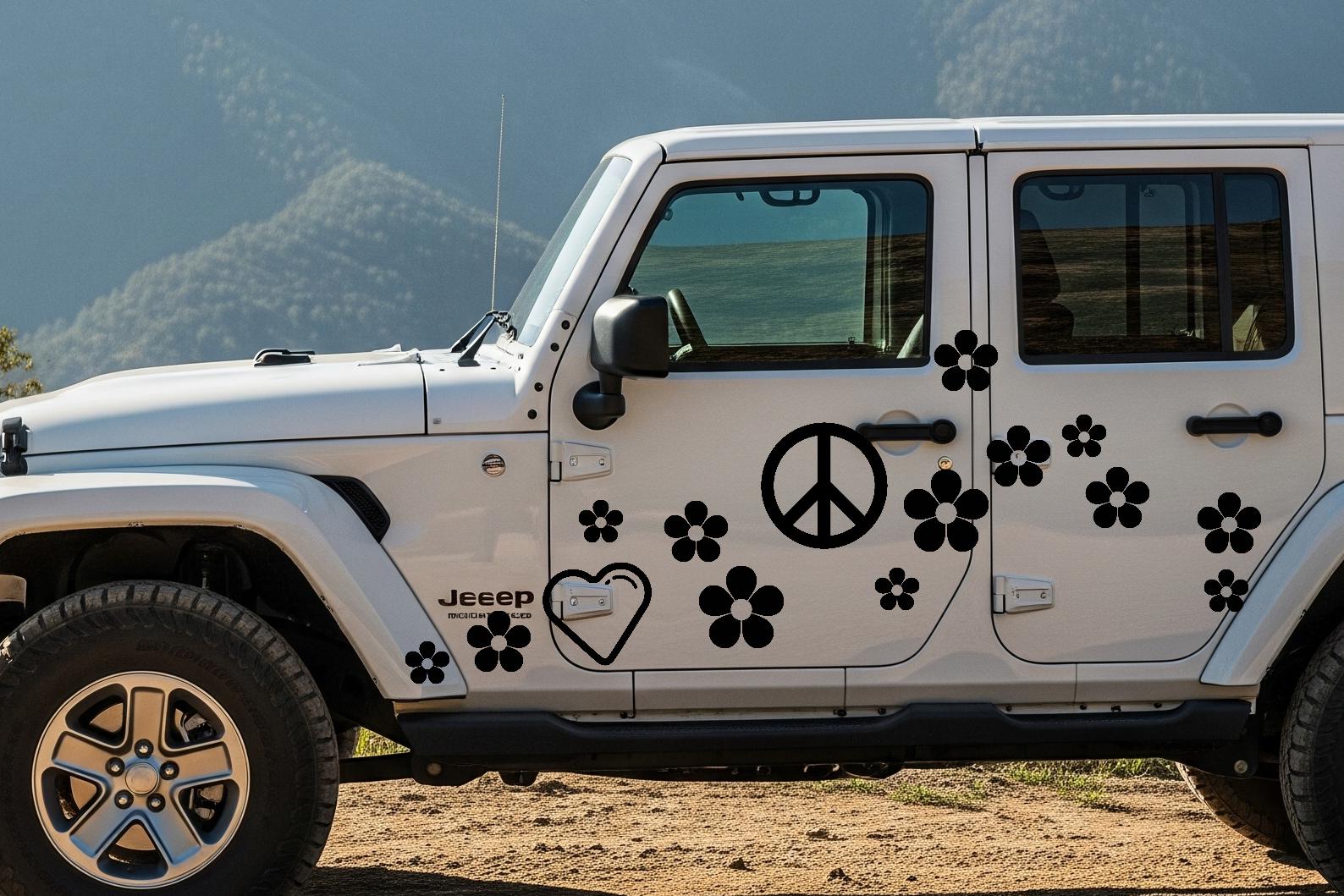 Daisy Flower Car Decal Set: Waterproof Vinyl Stickers - Etsy