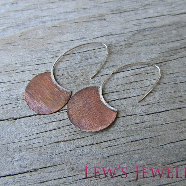 Modern Copper and Silver Earrings