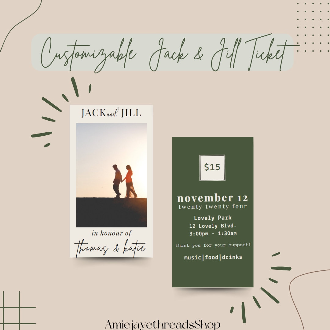 Jack & Jill Tickets, Engagement Party, Invites, Wedding Shower Invite ...