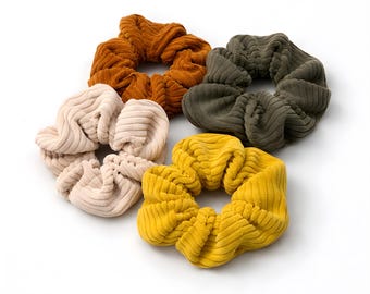 Corduroy Scrunchie Set | Corduroy Hairband for Women | Mix & Match Scrunchie Set | Corduroy Fabric Hair Ties | Gift for Girlfriend | Aesthetic Hair