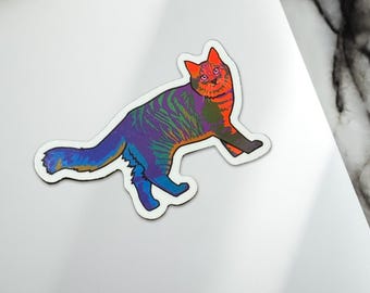 Rainbow Pride Cat Sticker – Cute LGBTQ Gay Queer Vinyl Decal for Water Bottles, Laptops, Phones & Cars – 2.5 inch Waterproof Sticker