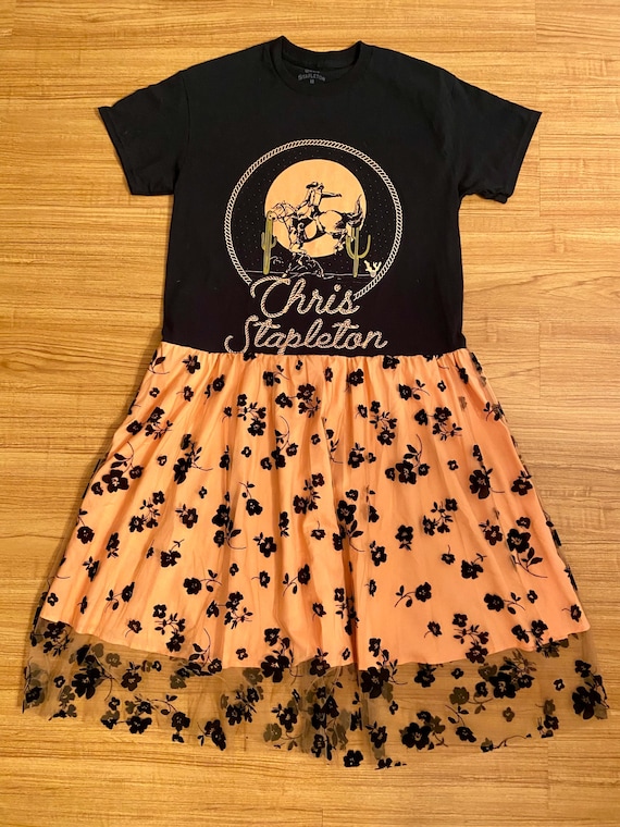 upcycled band t shirt dress BLONDIE BLONDIE reworked band tee dress! This ones a size: M/Large! Has a super flowy orange bottom! $65
