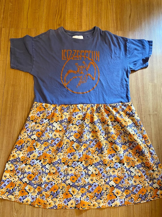 led zeppelin t shirt dress Led Zeppelin Pagan Symbols Blue Hair T-Shirt Dress