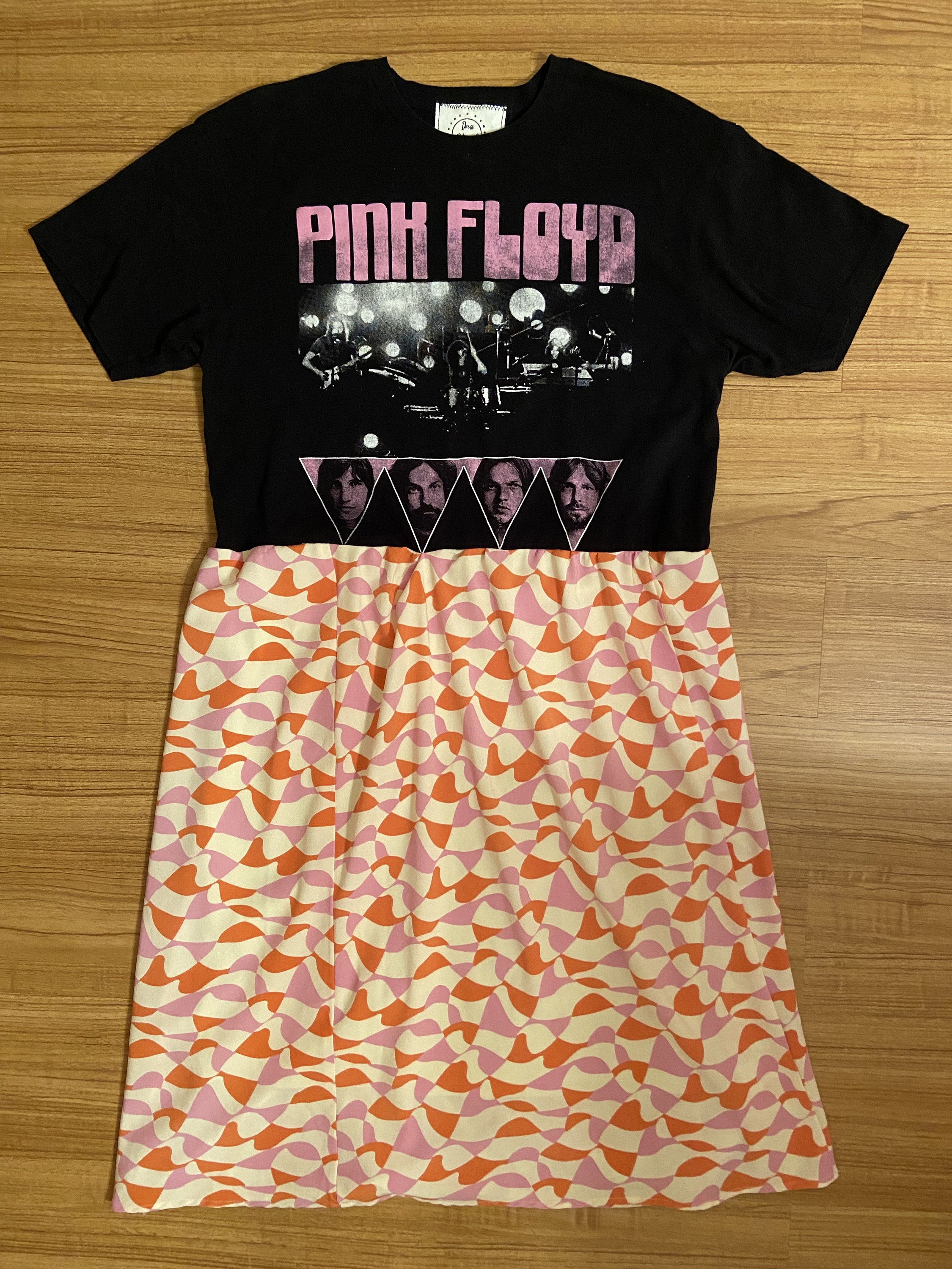 Pink Floyd Custom Reworked Vintage One of a Kind OOAK Upcycled Black Mod Band 70s Concert Dress Midi Skirt S M Small Medium Handmade Tshirt Etsy