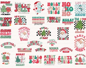 Retro Weihnachten Clipart Bundle, Groovy Weihnachten svg, Weihnachten svg, Weihnachtscliparts, Retro Weihnachten svg, Clipart Bundle, Weihnachten png