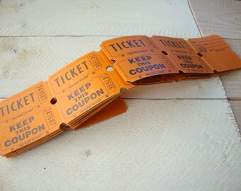 Vintage tickets, vintage ephemera, orange admission tickets, Halloween paper crafting supplies