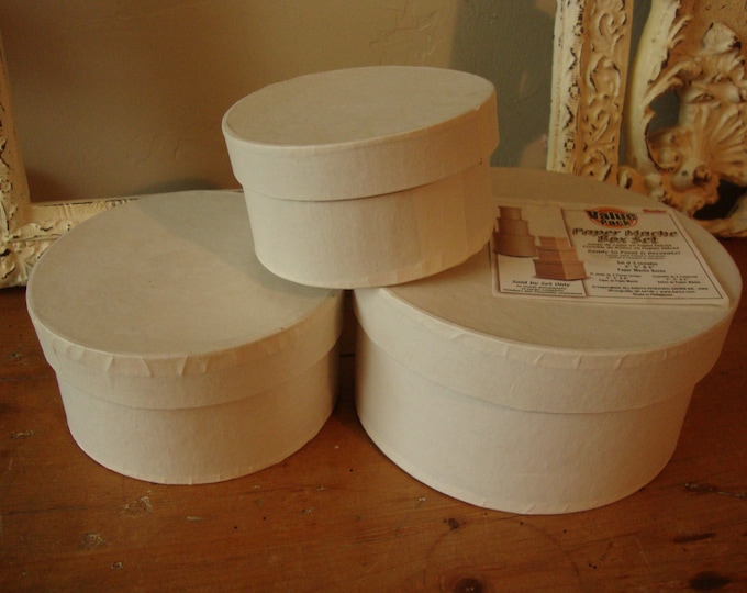 Paper Mache Round Box Set Nesting Boxes Candy Containers Gift Wrap