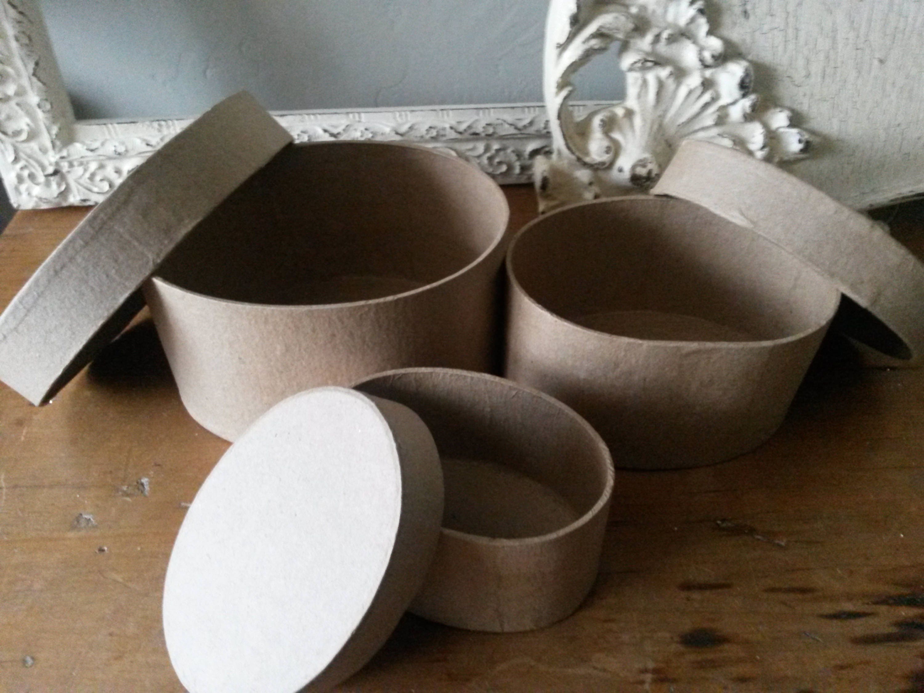 paper mache box set oval nesting boxes party favors gift wrap Etsy